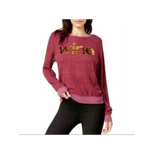 DREAM SCENE Womens Burgundy Printed Long Sleeve Boat Neck Sweater Size: M